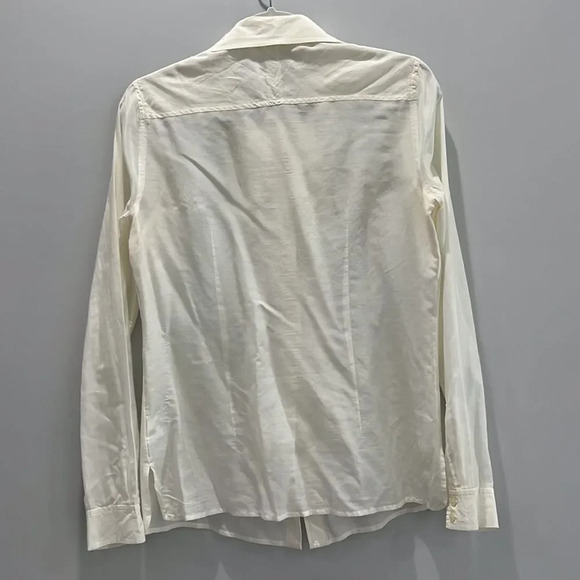 Banana Republic Long Sleeve Button Down Ivory Shirt Blouse with Ruffles size S - Picture 6 of 7